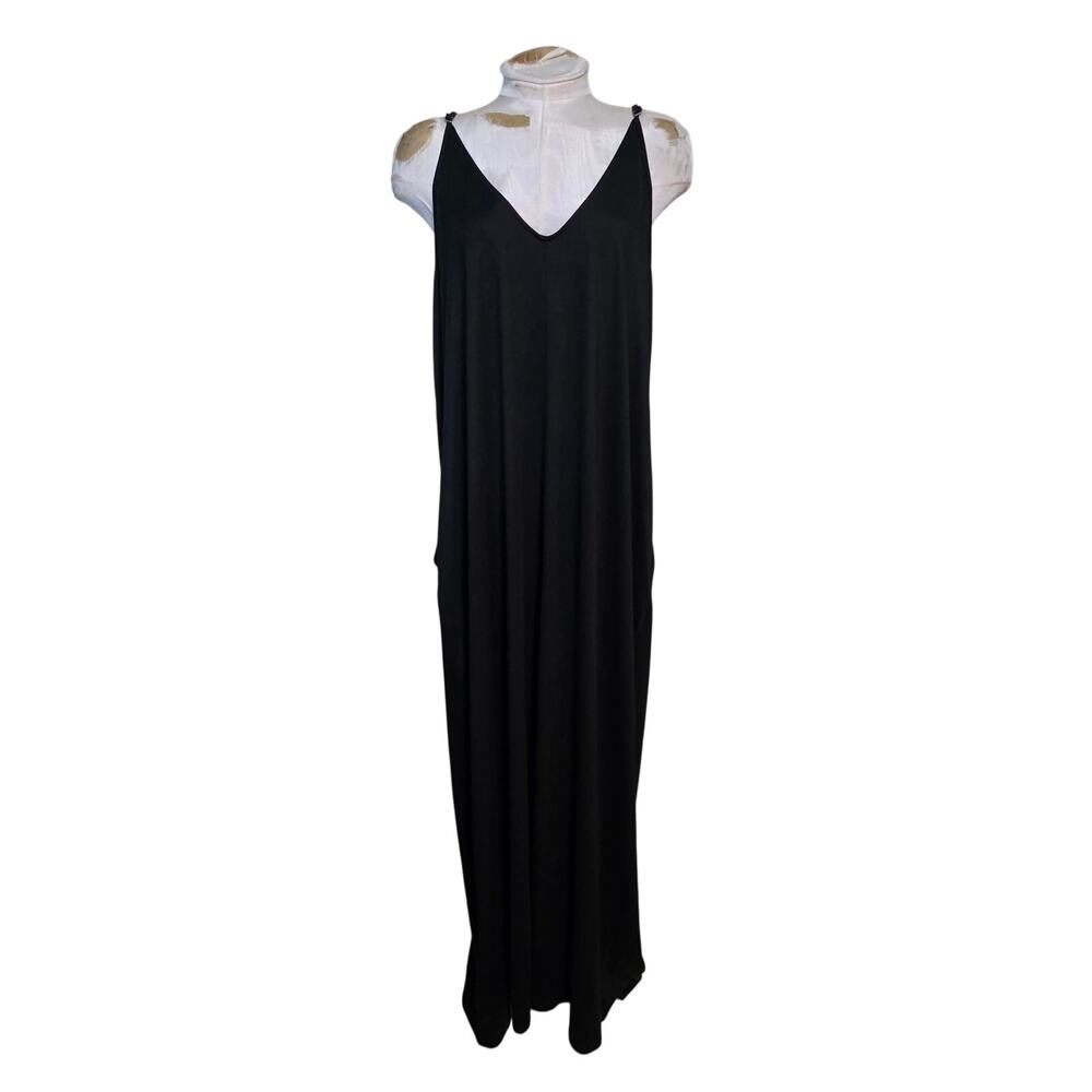 Fashion Nova Black Simple Saturday Maxi Dress Goth Summer Size 2X NWT